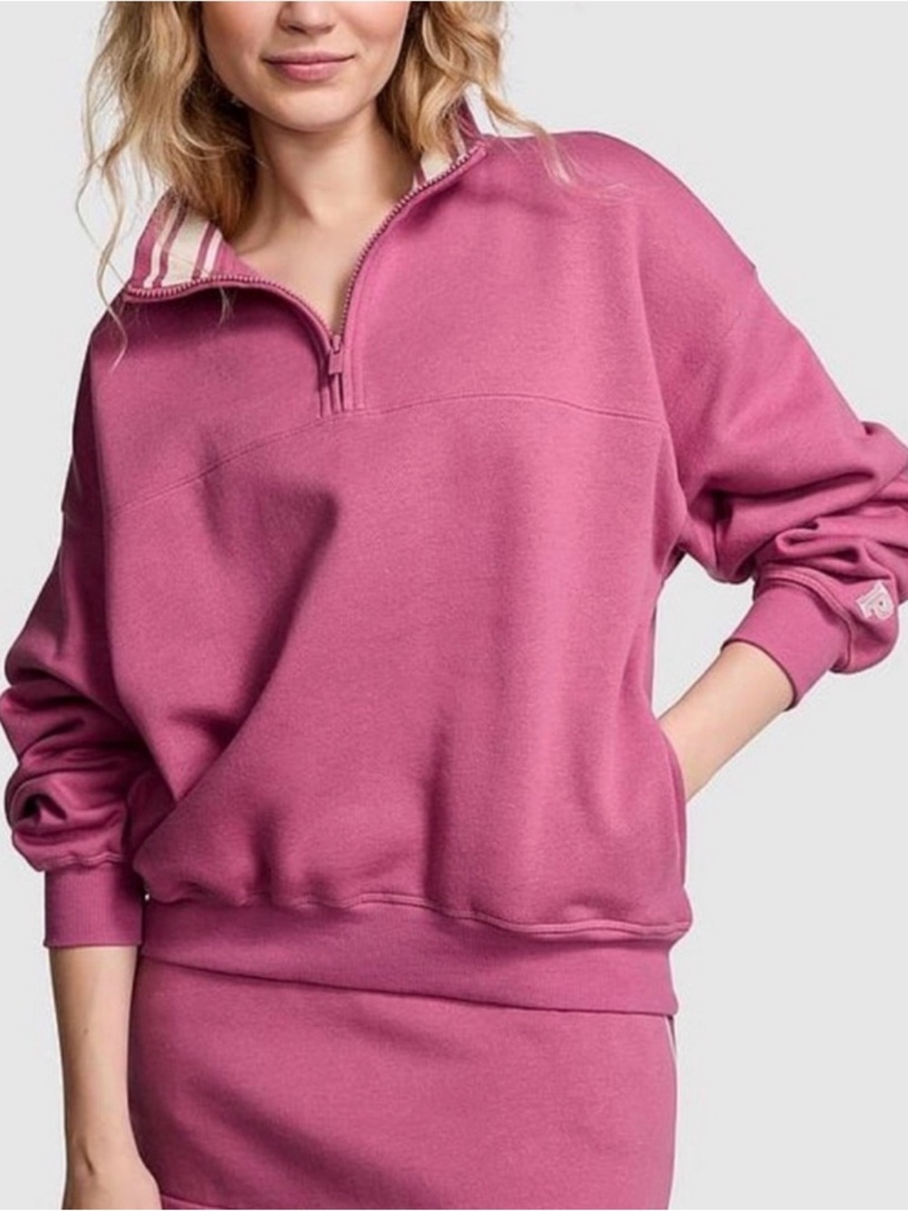 PINK Victoria's Secret Half-Zip Sweatshirt in Rose Pink